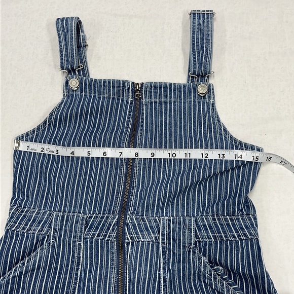 Dickies Womens Antique Blue White Striped Denim Overall Cotton Dress Medium - Picture 10 of 11